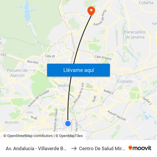 Av. Andalucía - Villaverde Bajo Cruce to Centro De Salud Miraflores map