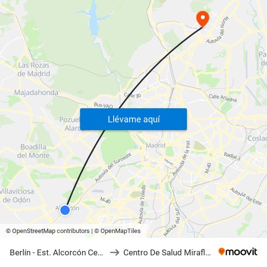 Berlín - Est. Alcorcón Central to Centro De Salud Miraflores map
