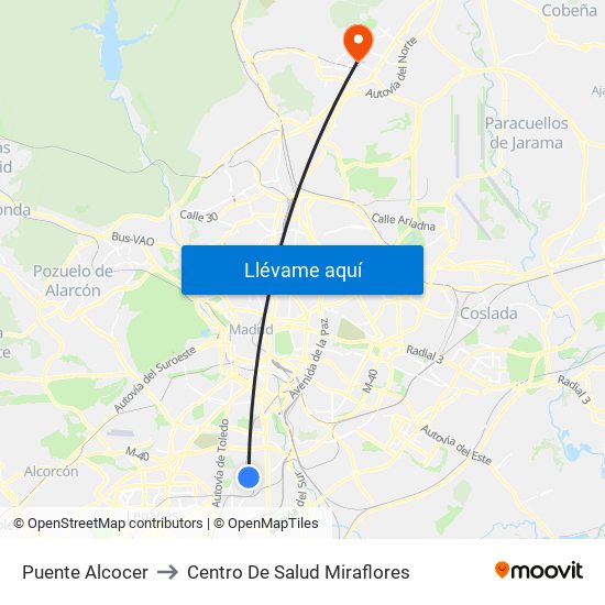 Puente Alcocer to Centro De Salud Miraflores map