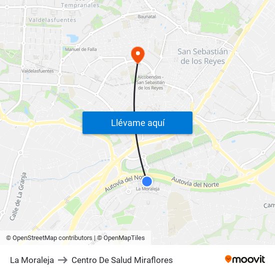 La Moraleja to Centro De Salud Miraflores map