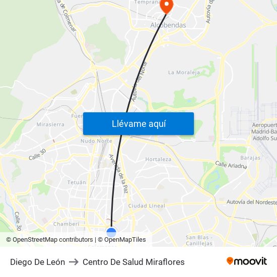 Diego De León to Centro De Salud Miraflores map