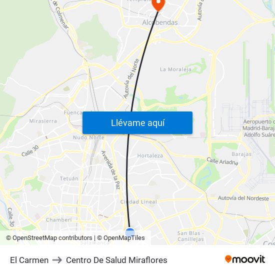 El Carmen to Centro De Salud Miraflores map