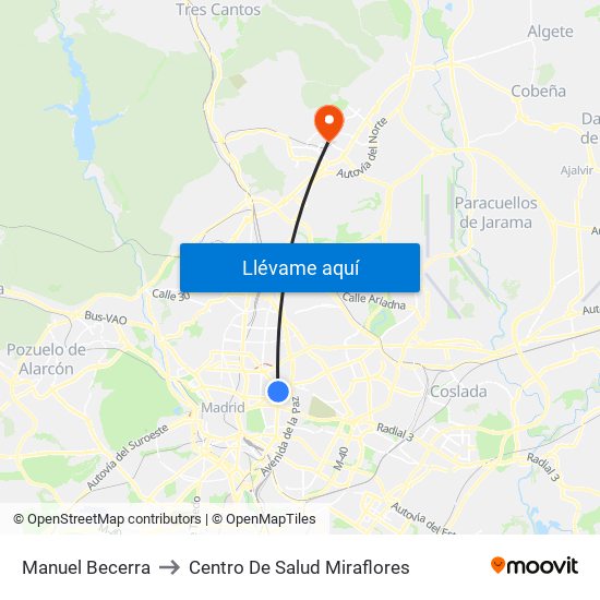 Manuel Becerra to Centro De Salud Miraflores map