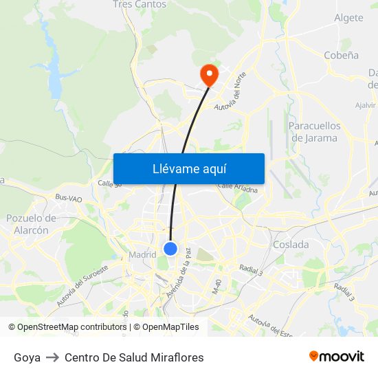 Goya to Centro De Salud Miraflores map