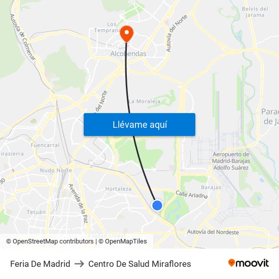 Feria De Madrid to Centro De Salud Miraflores map