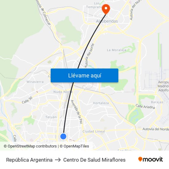 República Argentina to Centro De Salud Miraflores map