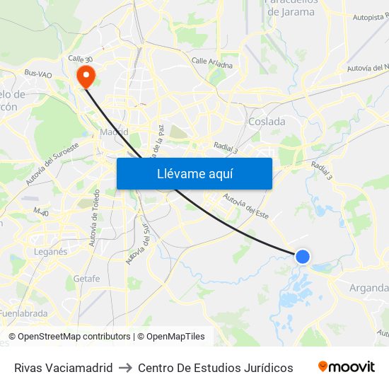 Rivas Vaciamadrid to Centro De Estudios Jurídicos map