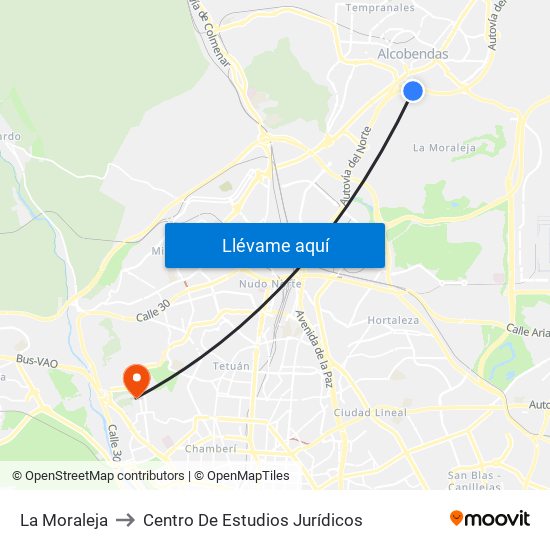 La Moraleja to Centro De Estudios Jurídicos map