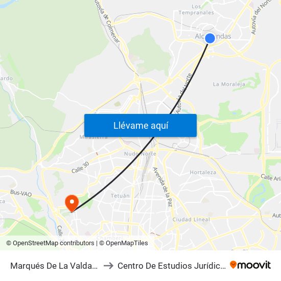Marqués De La Valdavia to Centro De Estudios Jurídicos map