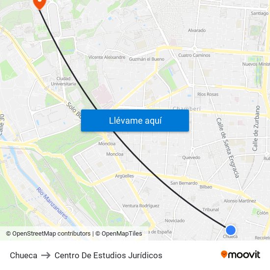 Chueca to Centro De Estudios Jurídicos map