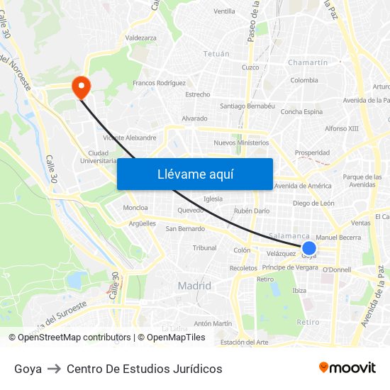 Goya to Centro De Estudios Jurídicos map