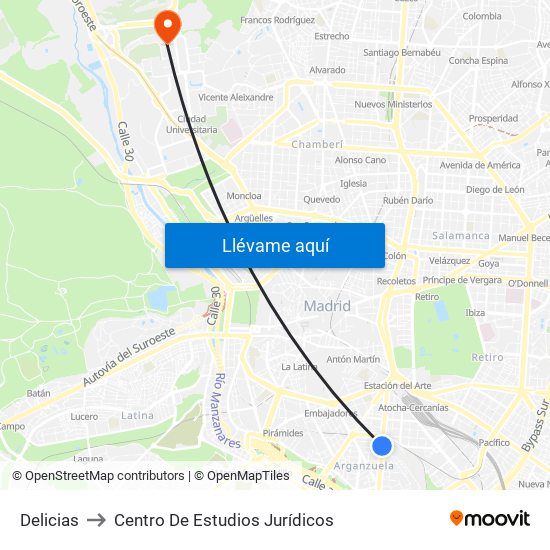 Delicias to Centro De Estudios Jurídicos map