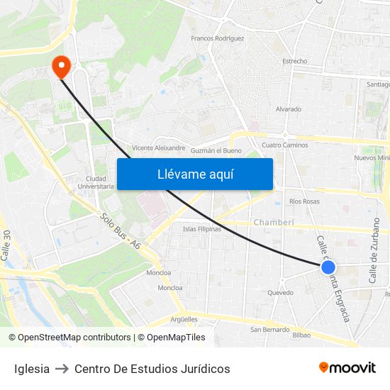 Iglesia to Centro De Estudios Jurídicos map