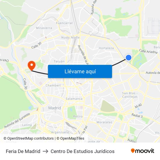 Feria De Madrid to Centro De Estudios Jurídicos map