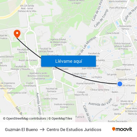 Guzmán El Bueno to Centro De Estudios Jurídicos map