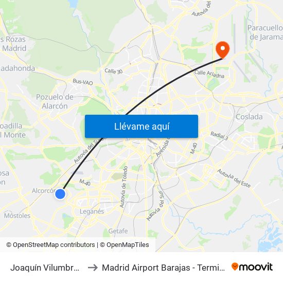 Joaquín Vilumbrales to Madrid Airport Barajas - Terminal 4 map