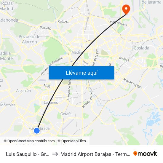 Luis Sauquillo - Grecia to Madrid Airport Barajas - Terminal 4 map