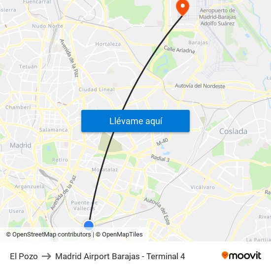 El Pozo to Madrid Airport Barajas - Terminal 4 map