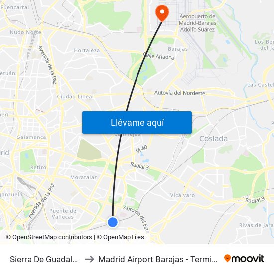 Sierra De Guadalupe to Madrid Airport Barajas - Terminal 4 map