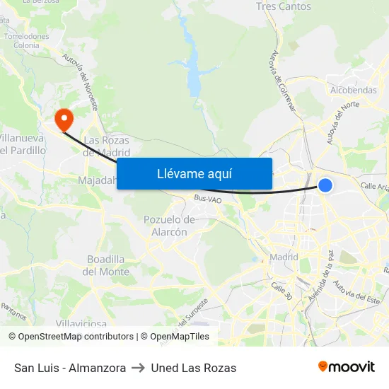 San Luis - Almanzora to Uned Las Rozas map