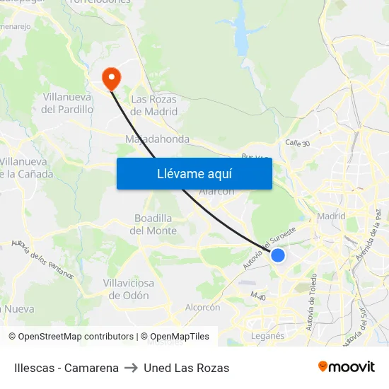 Illescas - Camarena to Uned Las Rozas map