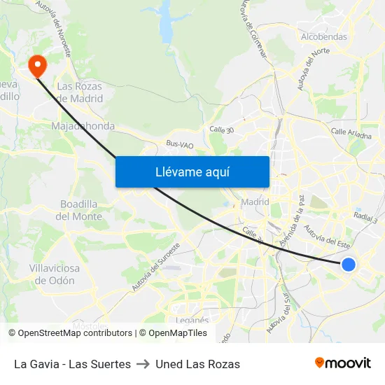 La Gavia - Las Suertes to Uned Las Rozas map