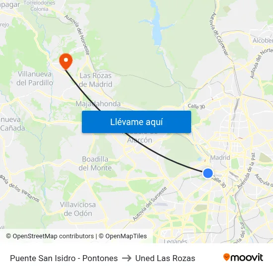 Puente San Isidro - Pontones to Uned Las Rozas map