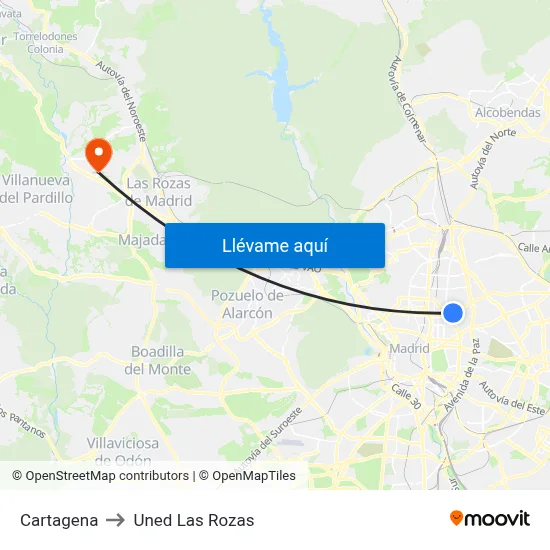 Cartagena to Uned Las Rozas map