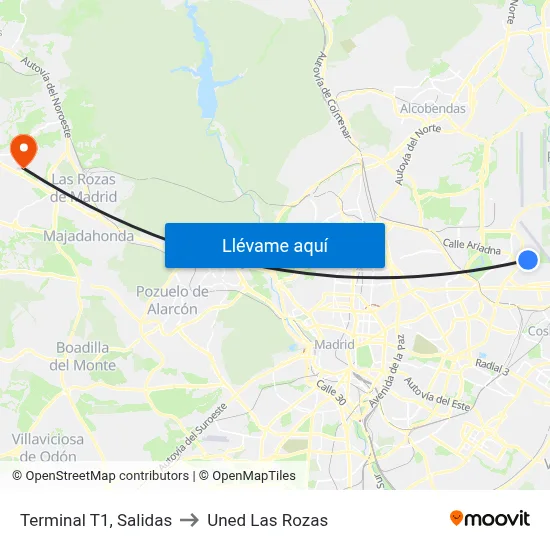 Terminal T1, Salidas to Uned Las Rozas map