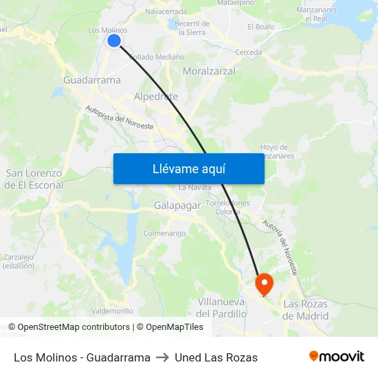 Los Molinos - Guadarrama to Uned Las Rozas map