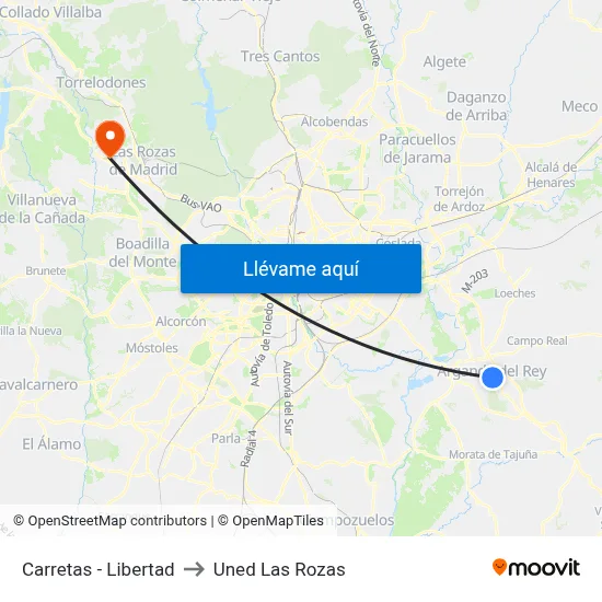 Carretas - Libertad to Uned Las Rozas map