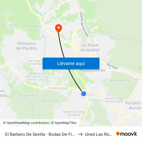 El Barbero De Sevilla - Bodas De Fígaro to Uned Las Rozas map