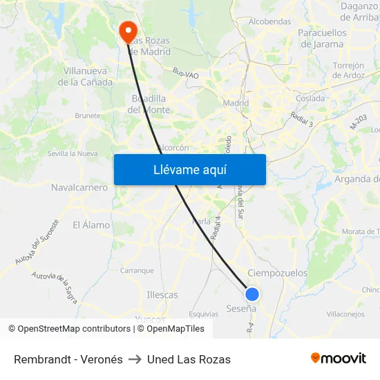 Rembrandt - Veronés to Uned Las Rozas map
