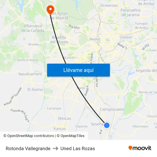Rotonda Vallegrande to Uned Las Rozas map