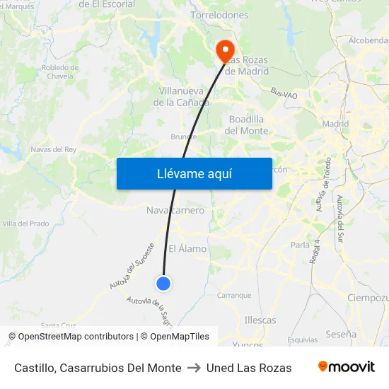 Castillo, Casarrubios Del Monte to Uned Las Rozas map