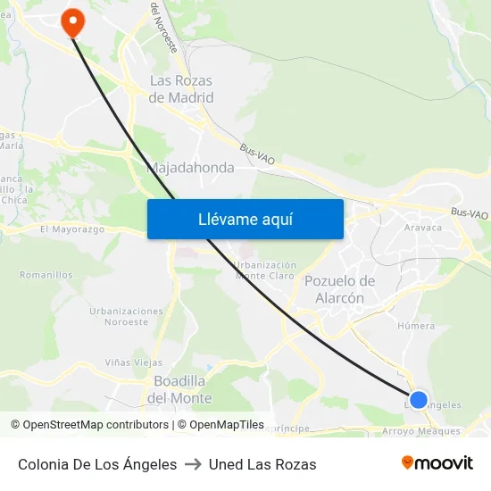 Colonia De Los Ángeles to Uned Las Rozas map