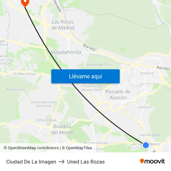 Ciudad De La Imagen to Uned Las Rozas map