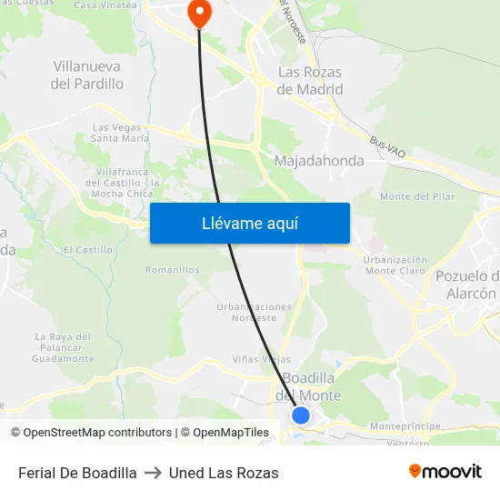 Ferial De Boadilla to Uned Las Rozas map