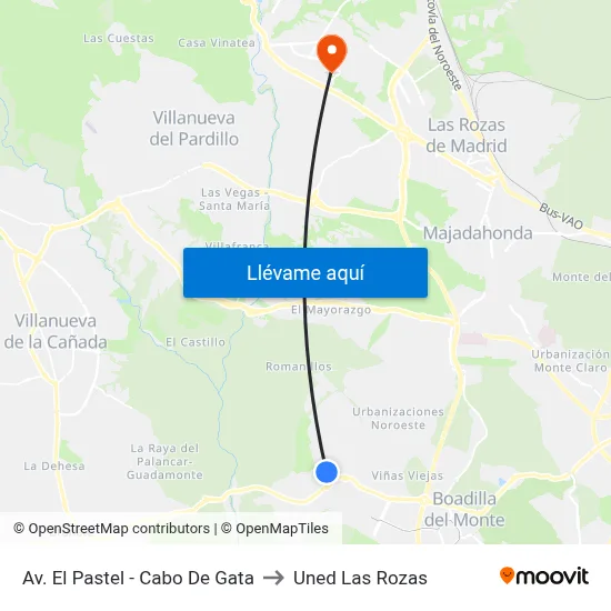 Av. El Pastel - Cabo De Gata to Uned Las Rozas map