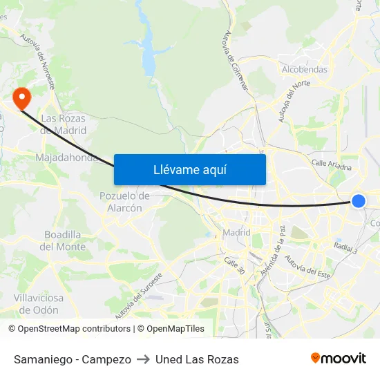 Samaniego - Campezo to Uned Las Rozas map