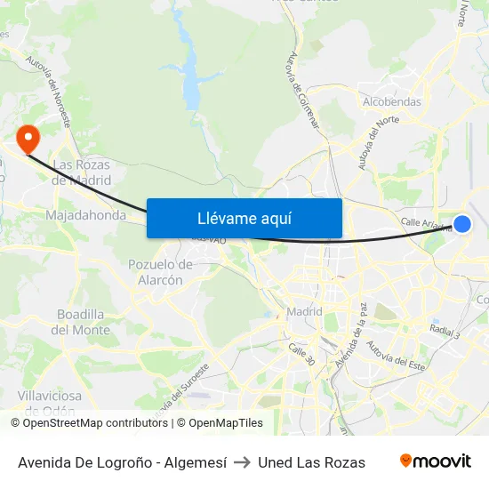 Avenida De Logroño - Algemesí to Uned Las Rozas map