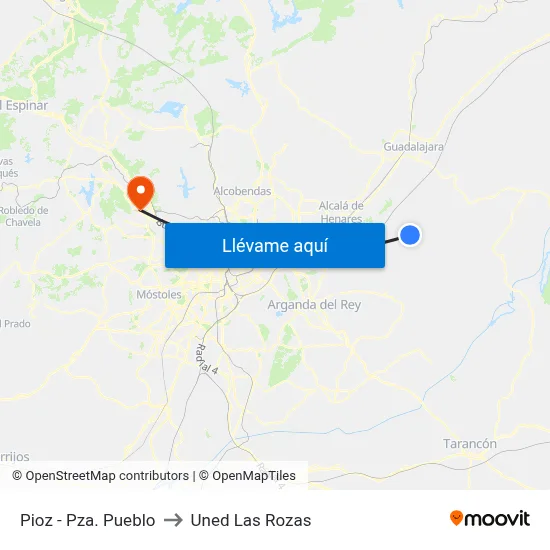 Pioz - Pza. Pueblo to Uned Las Rozas map