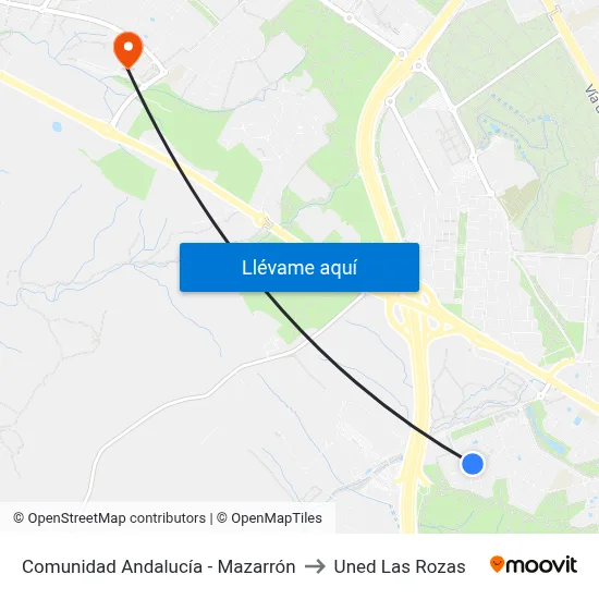 Comunidad Andalucía - Mazarrón to Uned Las Rozas map