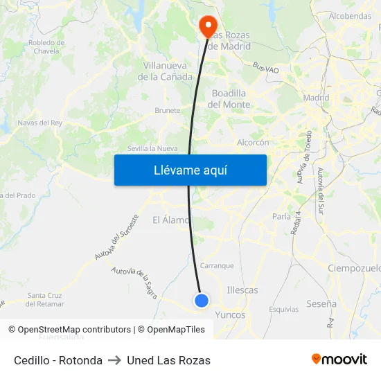 Cedillo - Rotonda to Uned Las Rozas map