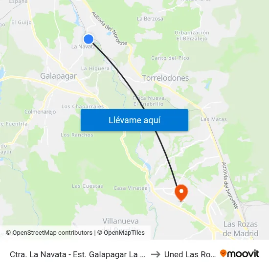 Ctra. La Navata - Est. Galapagar La Navata to Uned Las Rozas map