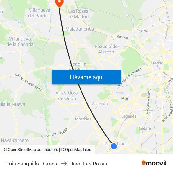 Luis Sauquillo - Grecia to Uned Las Rozas map