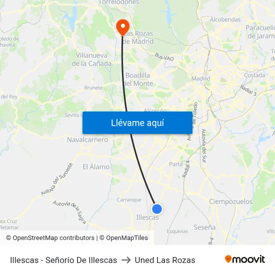Illescas - Señorío De Illescas to Uned Las Rozas map