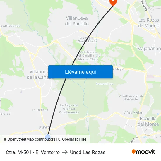 Ctra. M-501 - El Ventorro to Uned Las Rozas map