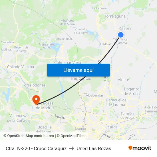 Ctra. N-320 - Cruce Caraquiz to Uned Las Rozas map