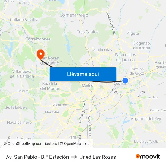 Av. San Pablo - B.º Estación to Uned Las Rozas map